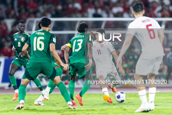 Ragnar Oratmangoen of Indonesia plays during the FIFA World Cup Asian 3rd Qualifier Group C match against Saudi Arabia at Gelora Bung Karno...