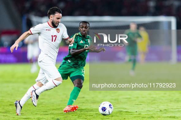 Calvin Verdonk of Indonesia plays during the FIFA World Cup Asian 3rd Qualifier Group C match against Saudi Arabia at Gelora Bung Karno Stad...