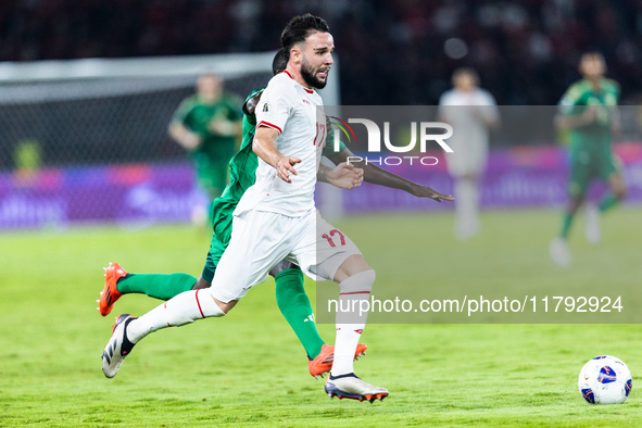 Calvin Verdonk of Indonesia plays during the FIFA World Cup Asian 3rd Qualifier Group C match against Saudi Arabia at Gelora Bung Karno Stad...