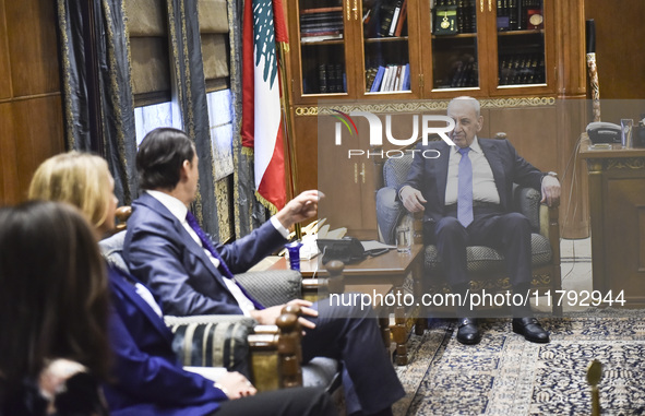 US special envoy Amos Hochstein arrives to meet Lebanon's Parliament Speaker in Beirut, Lebanon, on November 19, 2024. Hochstein arrives in...