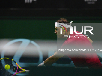 MALAGA, SPAIN - NOVEMBER 19: Rafa Nadal of Spain Team in his singles match against Botic van de Zandschulp of Netherlands in the Quarter-Fin...