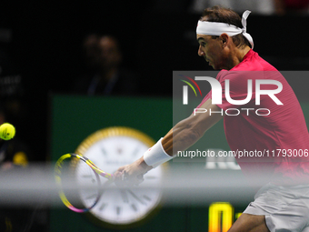 MALAGA, SPAIN - NOVEMBER 19: Rafa Nadal of Spain Team in his singles match against Botic van de Zandschulp of Netherlands in the Quarter-Fin...