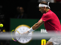 MALAGA, SPAIN - NOVEMBER 19: Rafa Nadal of Spain Team in his singles match against Botic van de Zandschulp of Netherlands in the Quarter-Fin...