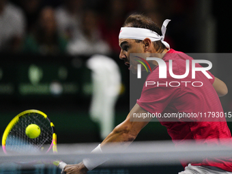 MALAGA, SPAIN - NOVEMBER 19: Rafa Nadal of Spain Team in his singles match against Botic van de Zandschulp of Netherlands in the Quarter-Fin...