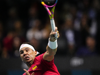 MALAGA, SPAIN - NOVEMBER 19: Rafa Nadal of Spain Team in his singles match against Botic van de Zandschulp of Netherlands in the Quarter-Fin...