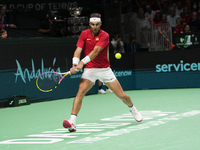 MALAGA, SPAIN - NOVEMBER 19: Rafa Nadal of Spain Team in his singles match against Botic van de Zandschulp of Netherlands in the Quarter-Fin...