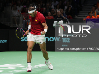 MALAGA, SPAIN - NOVEMBER 19: Rafa Nadal of Spain Team in his singles match against Botic van de Zandschulp of Netherlands in the Quarter-Fin...