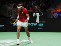 MALAGA, SPAIN - NOVEMBER 19: Rafa Nadal of Spain Team in his singles match against Botic van de Zandschulp of Netherlands in the Quarter-Fin...