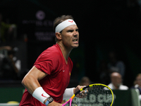 MALAGA, SPAIN - NOVEMBER 19: Rafa Nadal of Spain Team in his singles match against Botic van de Zandschulp of Netherlands in the Quarter-Fin...