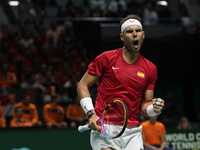 MALAGA, SPAIN - NOVEMBER 19: Rafa Nadal of Spain Team in his singles match against Botic van de Zandschulp of Netherlands in the Quarter-Fin...