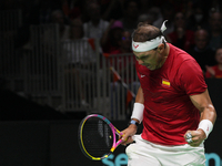 MALAGA, SPAIN - NOVEMBER 19: Rafa Nadal of Spain Team in his singles match against Botic van de Zandschulp of Netherlands in the Quarter-Fin...