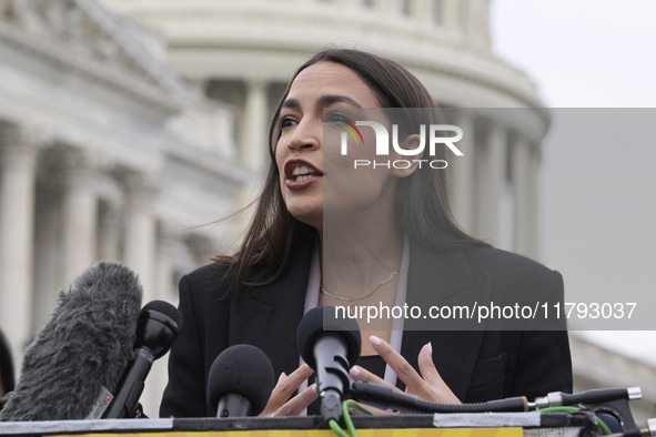 US Congresswoman Alexandria Ocasio-Cortez (D-NY) speaks on Temporary Protected Status (TPS) for Ecuadorians residing in the United States du...