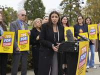 US Congresswoman Alexandria Ocasio-Cortez (D-NY) speaks on Temporary Protected Status (TPS) for Ecuadorians residing in the United States du...