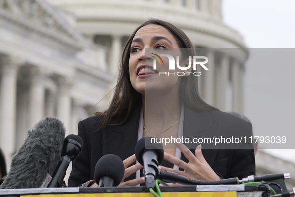 US Congresswoman Alexandria Ocasio-Cortez (D-NY) speaks on Temporary Protected Status (TPS) for Ecuadorians residing in the United States du...