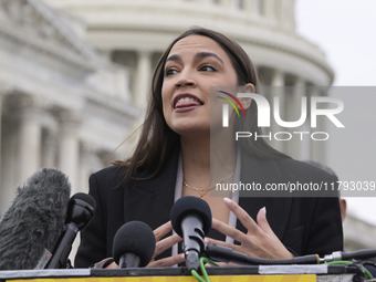 US Congresswoman Alexandria Ocasio-Cortez (D-NY) speaks on Temporary Protected Status (TPS) for Ecuadorians residing in the United States du...