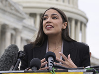 US Congresswoman Alexandria Ocasio-Cortez (D-NY) speaks on Temporary Protected Status (TPS) for Ecuadorians residing in the United States du...