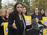 US Congresswoman Alexandria Ocasio-Cortez (D-NY) speaks on Temporary Protected Status (TPS) for Ecuadorians residing in the United States du...