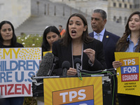 US Congresswoman Alexandria Ocasio-Cortez (D-NY) speaks on Temporary Protected Status (TPS) for Ecuadorians residing in the United States du...