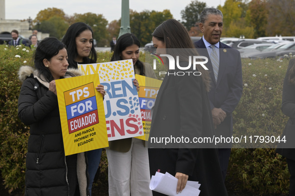 US Congresswoman Alexandria Ocasio-Cortez (D-NY) speaks on Temporary Protected Status (TPS) for Ecuadorians residing in the United States du...