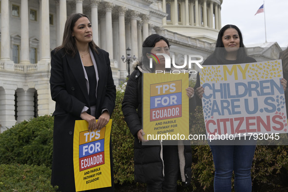 US Congresswoman Alexandria Ocasio-Cortez (D-NY) speaks on Temporary Protected Status (TPS) for Ecuadorians residing in the United States du...