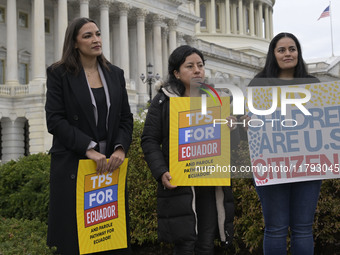 US Congresswoman Alexandria Ocasio-Cortez (D-NY) speaks on Temporary Protected Status (TPS) for Ecuadorians residing in the United States du...