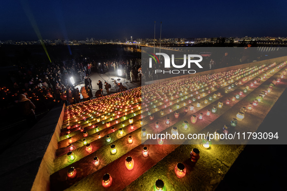 The action ''Light a Candle'' involves lighting 1,000 candles on the 1,000th day of the full-scale invasion of Russia into Ukraine in the sq...