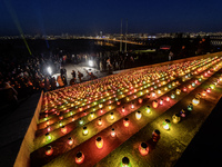 The action ''Light a Candle'' involves lighting 1,000 candles on the 1,000th day of the full-scale invasion of Russia into Ukraine in the sq...