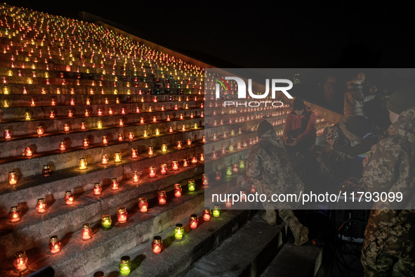 The action ''Light a Candle'' involves lighting 1,000 candles on the 1,000th day of the full-scale invasion of Russia into Ukraine in the sq...