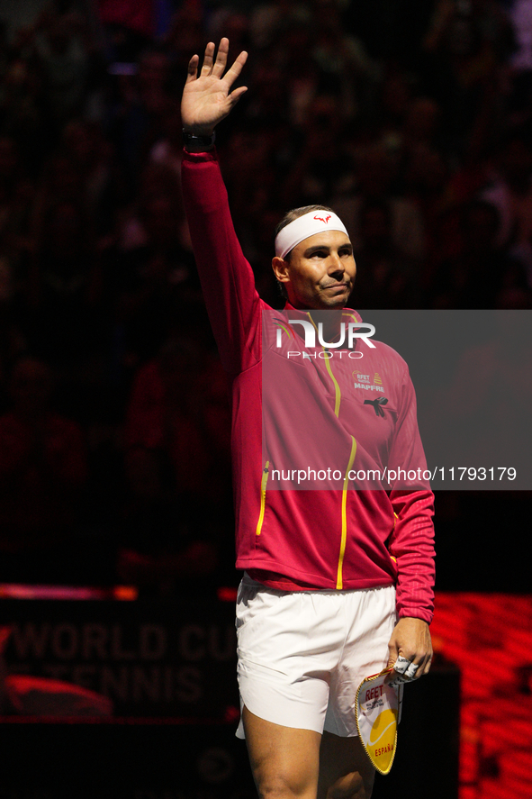 MALAGA, SPAIN - NOVEMBER 19: Rafa Nadal of Spain Team in his singles match against Botic van de Zandschulp of Netherlands in the Quarter-Fin...