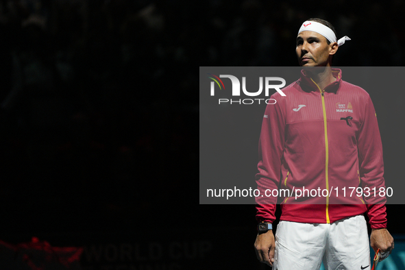 MALAGA, SPAIN - NOVEMBER 19: Rafa Nadal of Spain Team in his singles match against Botic van de Zandschulp of Netherlands in the Quarter-Fin...