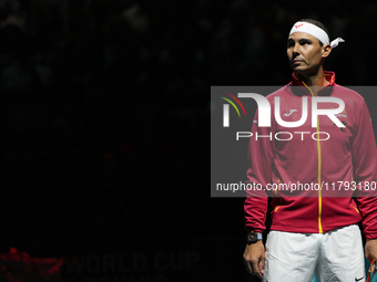 MALAGA, SPAIN - NOVEMBER 19: Rafa Nadal of Spain Team in his singles match against Botic van de Zandschulp of Netherlands in the Quarter-Fin...