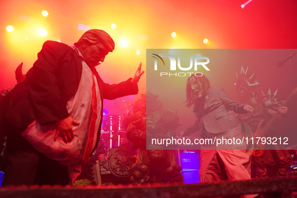 Members of the American heavy metal band GWAR perform during the Gwar The Stoned Age Tour at The Factory in Deep Ellum in Dallas, Texas, on...