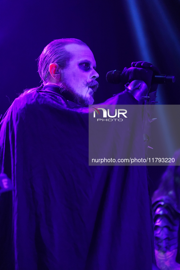 Members of the Swedish black metal band Dark Funeral perform during the Gwar The Stoned Age Tour at The Factory in Deep Ellum in Dallas, Tex...