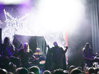 Members of the Swedish black metal band Dark Funeral perform during the Gwar The Stoned Age Tour at The Factory in Deep Ellum in Dallas, Tex...