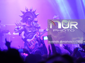 Members of the American heavy metal band GWAR perform during the Gwar The Stoned Age Tour at The Factory in Deep Ellum in Dallas, Texas, on...