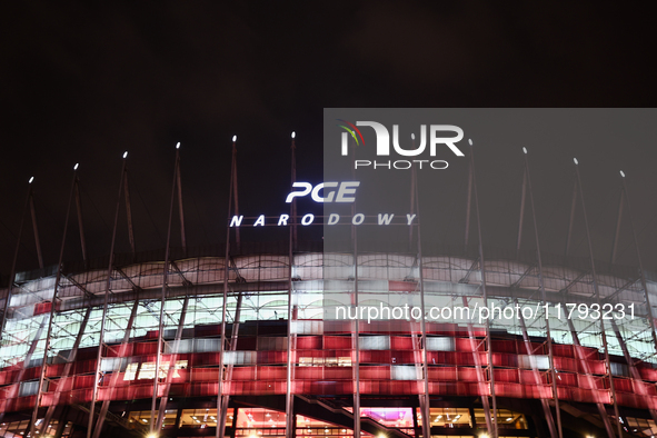 A general view of stadium before UEFA Nations League match Poland - Scotland at National Stadium in Warsaw, Poland on November 18, 2024. 