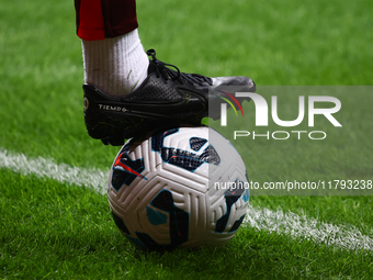 Nike Tiempo shoe and Nike ball before UEFA Nations League match Poland - Scotland at National Stadium in Warsaw, Poland on November 18, 2024...