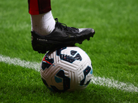 Nike Tiempo shoe and Nike ball before UEFA Nations League match Poland - Scotland at National Stadium in Warsaw, Poland on November 18, 2024...