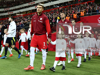 Polish team before UEFA Nations League match Poland - Scotland at National Stadium in Warsaw, Poland on November 18, 2024. (