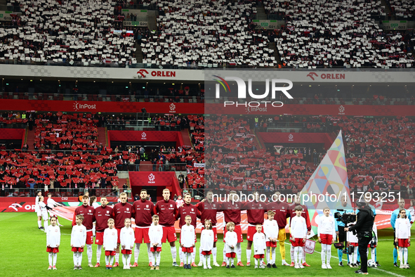 Poland team beforeUEFA Nations League match Poland - Scotland at National Stadium in Warsaw, Poland on November 18, 2024. 