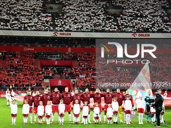 Poland team beforeUEFA Nations League match Poland - Scotland at National Stadium in Warsaw, Poland on November 18, 2024. (