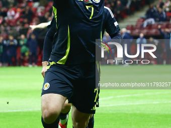 John McGinn celebrates the goal during UEFA Nations League match Poland - Scotland at National Stadium in Warsaw, Poland on November 18, 202...