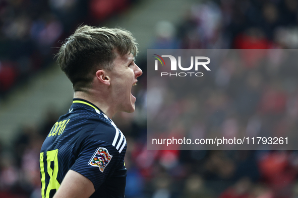 Scott McTominay celebrates the goal during UEFA Nations League match Poland - Scotland at National Stadium in Warsaw, Poland on November 18,...