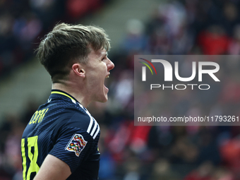 Scott McTominay celebrates the goal during UEFA Nations League match Poland - Scotland at National Stadium in Warsaw, Poland on November 18,...