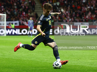 Ben Doak during UEFA Nations League match Poland - Scotland at National Stadium in Warsaw, Poland on November 18, 2024. (