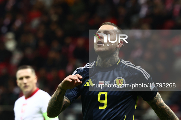 Lyndon Dykes during UEFA Nations League match Poland - Scotland at National Stadium in Warsaw, Poland on November 18, 2024. 