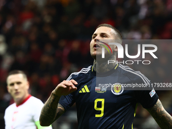 Lyndon Dykes during UEFA Nations League match Poland - Scotland at National Stadium in Warsaw, Poland on November 18, 2024. (