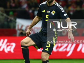 Grant Hanley during UEFA Nations League match Poland - Scotland at National Stadium in Warsaw, Poland on November 18, 2024. (