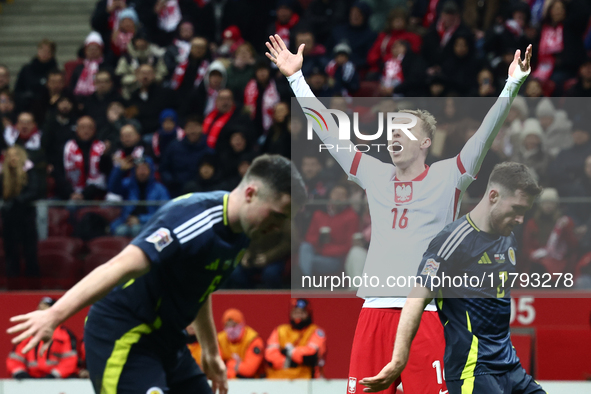 Adam Buksa during UEFA Nations League match Poland - Scotland at National Stadium in Warsaw, Poland on November 18, 2024. 