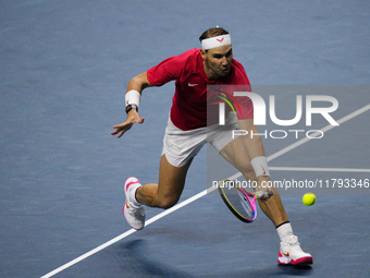 MALAGA, SPAIN - NOVEMBER 19: Rafa Nadal of Spain Team in his singles match against Botic van de Zandschulp of Netherlands in the Quarter-Fin...